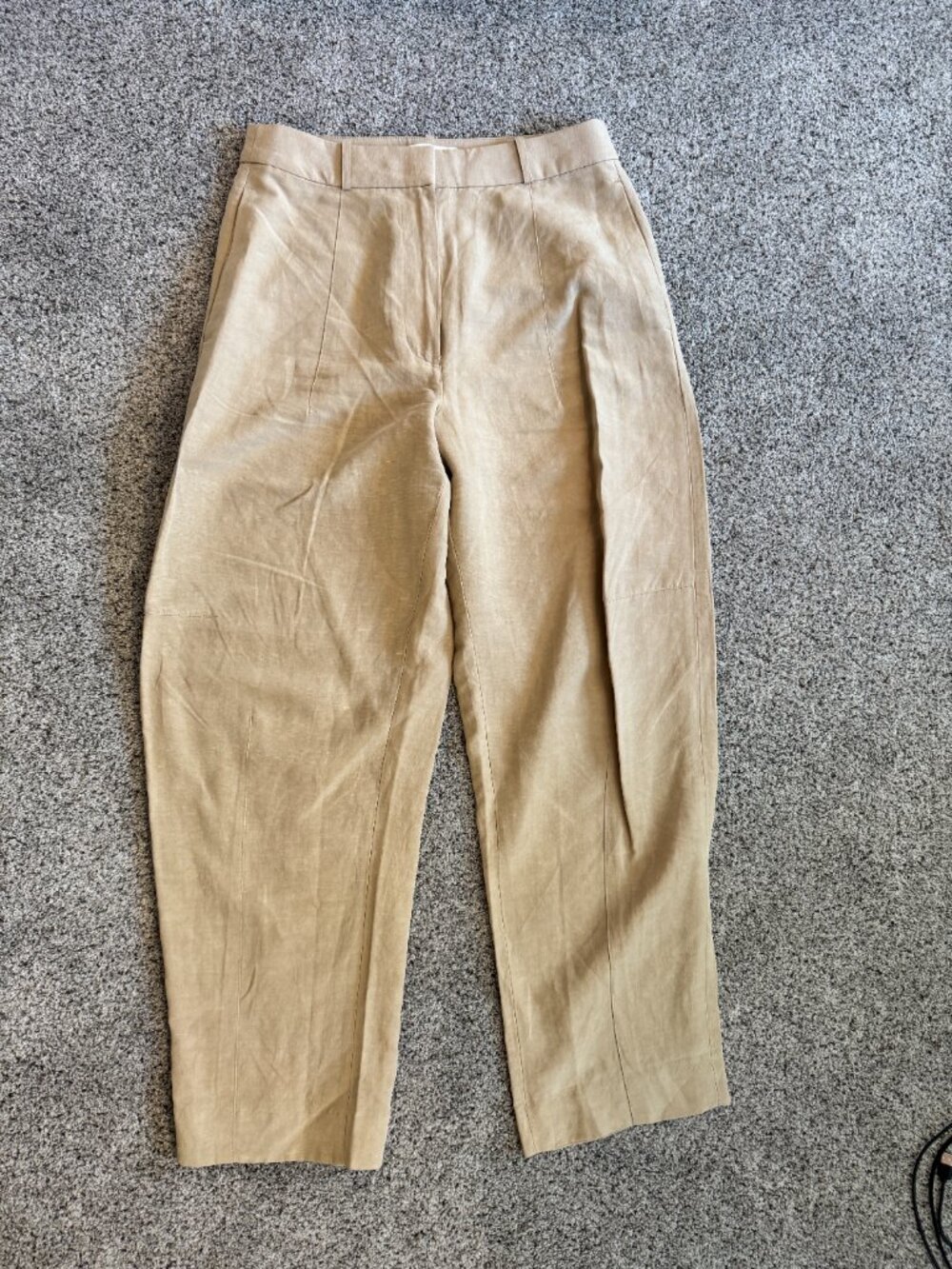 Banana Republic Linen Tencel Barrel Leg Pants Khaki Size 10 Long